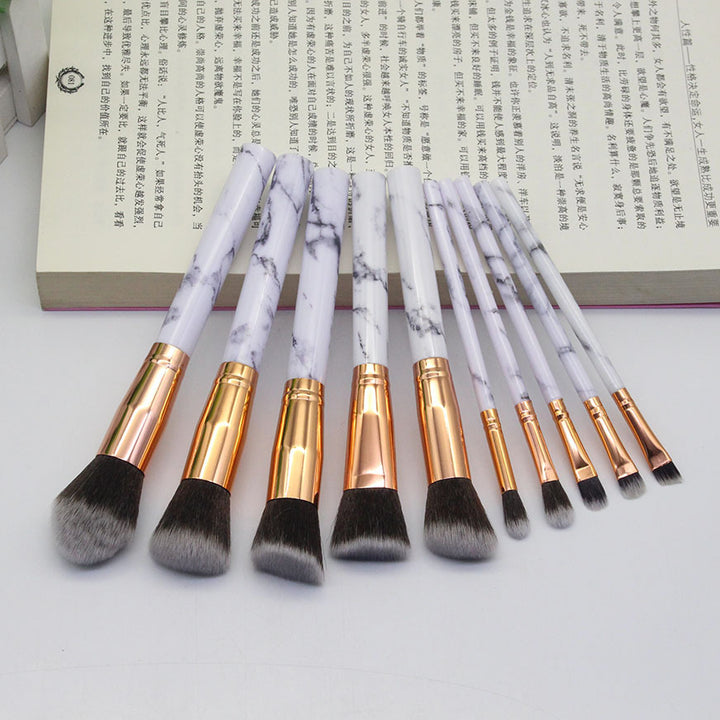 15 Marbled Design Makeup Brushes Set