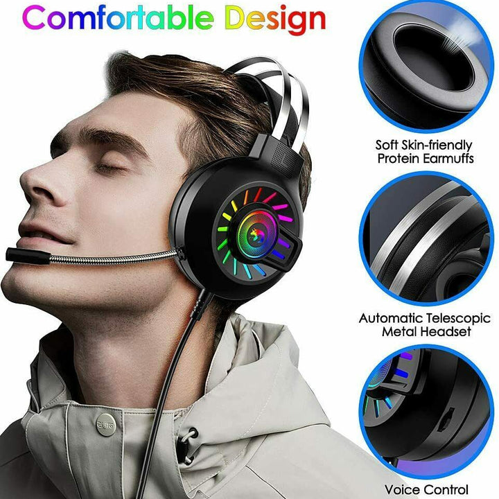 3.5mm Gaming Headset With Mic Headphone For PC Laptop Nintendo PS4