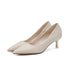 Pointed Toe Nude High Heels Soft Leather Solid Color Ladies