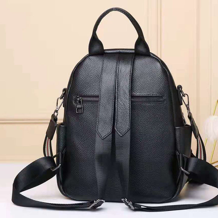 Casual Versatile Double Shoulder Wrap Layer Cowhide Women's Fashion Backpack