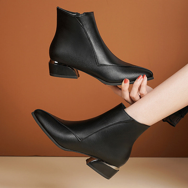 Women's British-style Fashionable Chunky Heel Martin Boots