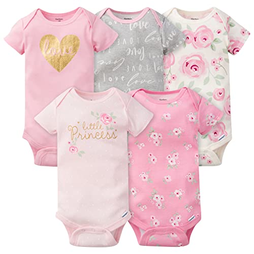 Gerber Baby-Girls 5-Pack Short Sleeve Variety Onesies Bodysuits