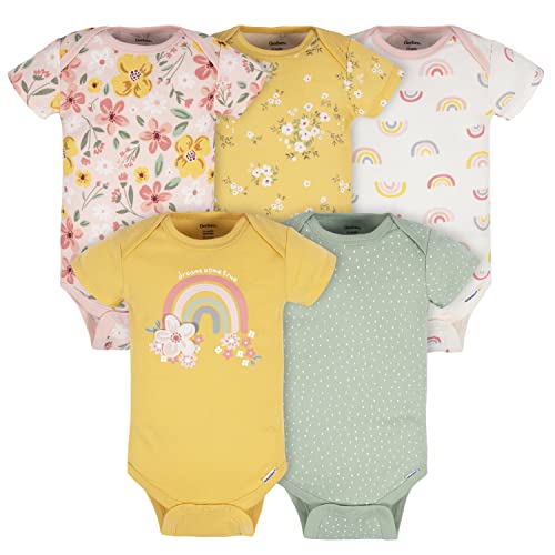 Gerber Baby-Girls 5-Pack Short Sleeve Variety Onesies Bodysuits