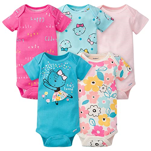 Gerber Baby-Girls 5-Pack Short Sleeve Variety Onesies Bodysuits