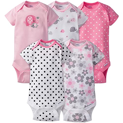 Gerber Baby-Girls 5-Pack Short Sleeve Variety Onesies Bodysuits