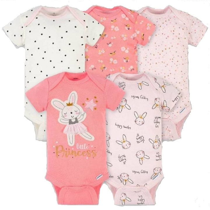 Gerber Baby-Girls 5-Pack Short Sleeve Variety Onesies Bodysuits