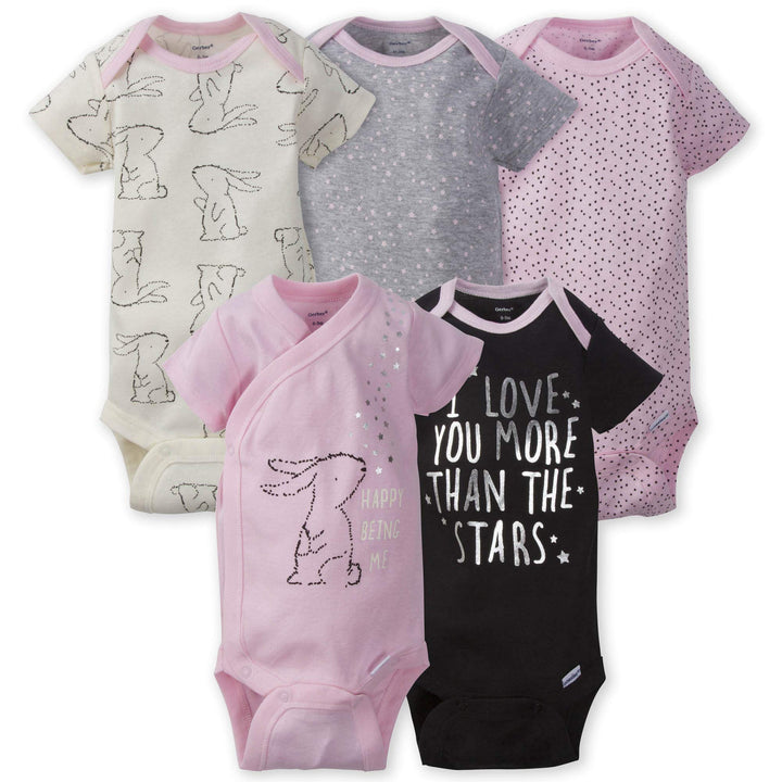 Gerber Baby-Girls 5-Pack Short Sleeve Variety Onesies Bodysuits