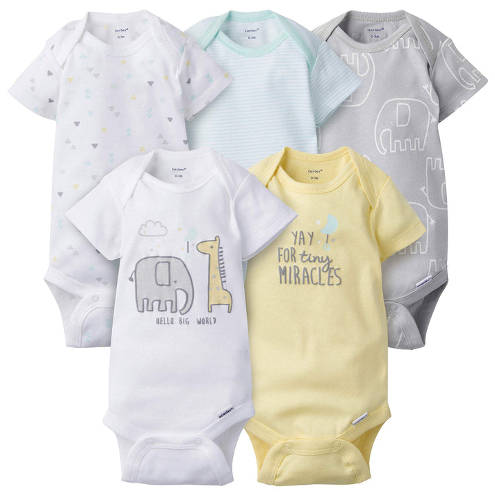 Gerber Baby-Girls 5-Pack Short Sleeve Variety Onesies Bodysuits