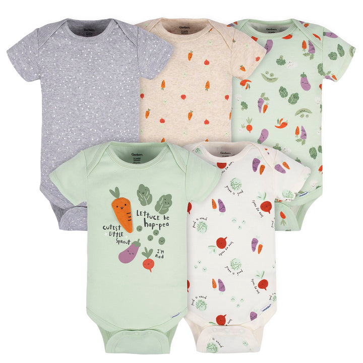 Gerber Baby-Girls 5-Pack Short Sleeve Variety Onesies Bodysuits