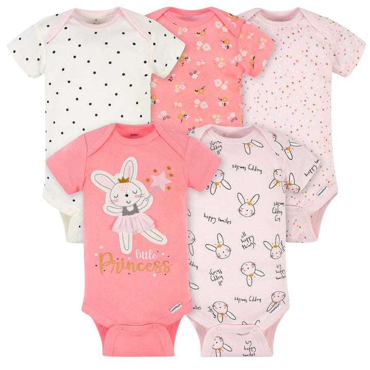 Gerber Baby-Girls 5-Pack Short Sleeve Variety Onesies Bodysuits