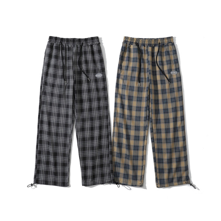 Plaid Trousers Drooping Straight Casual