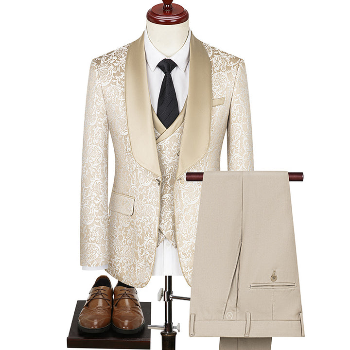 Men's Jacquard Suit Wedding Dress Groom Suit Suit Host Performance Costume