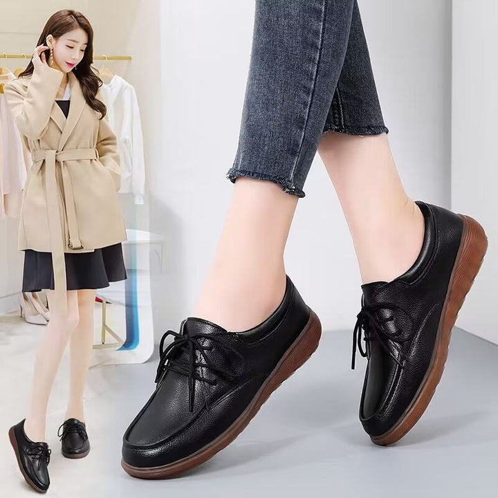 Small Leather Shoes Plus Size Round Toe Flat Bottom